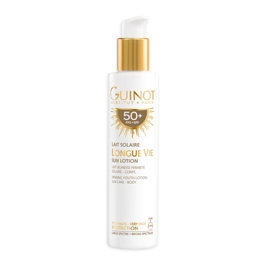 GUINOT Longue Vie Sun, stangrinamasis jauninamasis losjonas nuo saulės kūnui SPF 50+, 150 ml